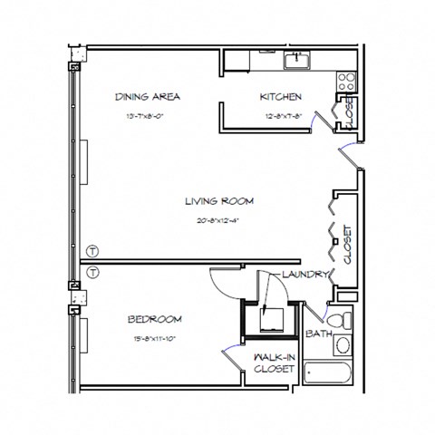 a floor plan of a house with a bedroom and a living room